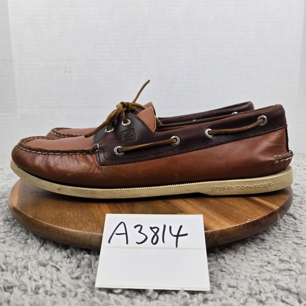 Sperry Top Sider Men 13M Authentic Original 2-Eye Brown Two Tone Daily Boat Shoe